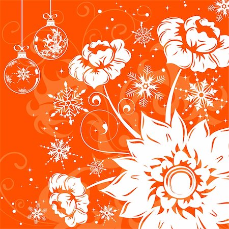 simsearch:400-04239996,k - Floral background with snowflake, element for design, vector illustration Photographie de stock - Aubaine LD & Abonnement, Code: 400-04055576