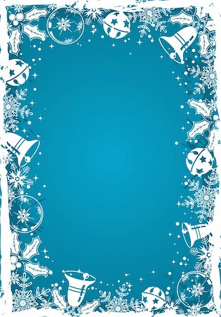simsearch:400-05374108,k - Christmas grunge frame with snowflake, mistletoe, bell, element for design, vector illustration Stock Photo - Budget Royalty-Free & Subscription, Code: 400-04055592