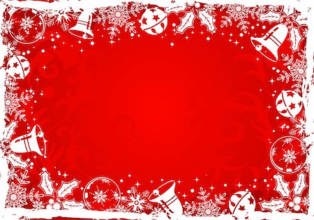 simsearch:400-05374108,k - Christmas grunge frame with snowflake, mistletoe, bell, element for design, vector illustration Stock Photo - Budget Royalty-Free & Subscription, Code: 400-04055593