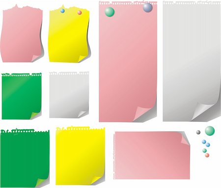 simsearch:400-04592928,k - color notes sheets with pins, edit in Adobe Illustrator Stock Photo - Budget Royalty-Free & Subscription, Code: 400-04055638