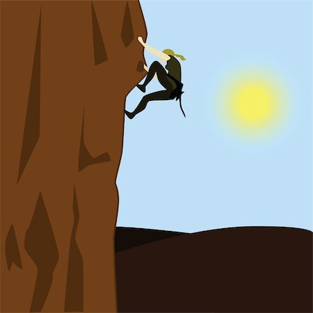 silhouette hand grasp - Illustration of a young woman climbing a steep rock Stock Photo - Budget Royalty-Free & Subscription, Code: 400-04055699