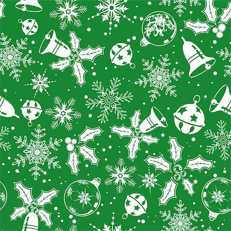 simsearch:400-05374108,k - Christmas seamless background with snowflake, mistletoe, bell, element for design, vector illustration Stock Photo - Budget Royalty-Free & Subscription, Code: 400-04055842