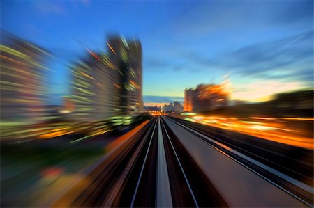 Urban night traffics view in dusk. Focus on the road. Stock Photo - Budget Royalty-Free & Subscription, Code: 400-04055905