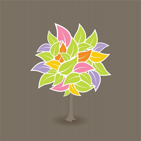 simsearch:400-04987156,k - Tree with colorful leafs. Vector Stock Photo - Budget Royalty-Free & Subscription, Code: 400-04055954