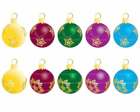 simsearch:400-04075707,k - Set of Christmas (New Year) balls for design use. Vector illustration. Stock Photo - Budget Royalty-Free & Subscription, Code: 400-04055986