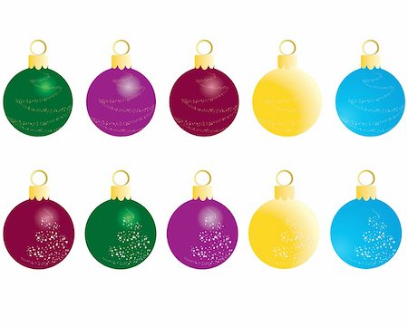 simsearch:400-04075707,k - Set of Christmas (New Year) balls for design use. Vector illustration. Stock Photo - Budget Royalty-Free & Subscription, Code: 400-04055987