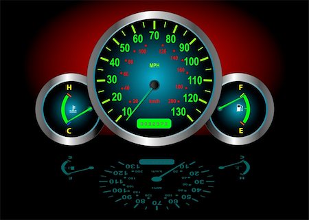 simsearch:400-08340626,k - Speedometer / Fuel / Temperature Guages (Vector image fully resizable and editable) Stock Photo - Budget Royalty-Free & Subscription, Code: 400-04056209