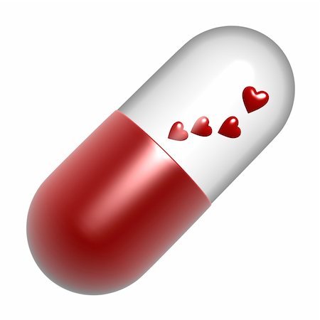 red heart capsule isolated on white background Stock Photo - Budget Royalty-Free & Subscription, Code: 400-04056284