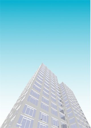 Skyscraper / Office Block in vector format. Every feature of each building including doors and windows can be edited or colored to suit. Stock Photo - Budget Royalty-Free & Subscription, Code: 400-04056334