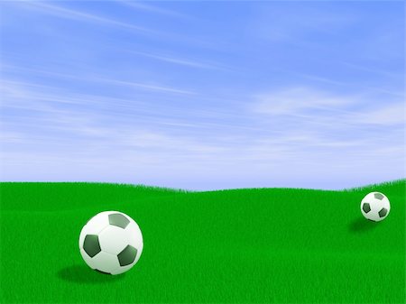 Scene two soccer balls on green lawn Photographie de stock - Aubaine LD & Abonnement, Code: 400-04057145