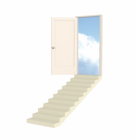 simsearch:400-04173801,k - Open 3d door conducting in paradise. Object over white Stock Photo - Budget Royalty-Free & Subscription, Code: 400-04057158
