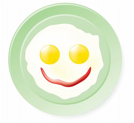Fried eggs and ketchup in smile form. Vector illustration. Isolated on white background. Stock Photo - Budget Royalty-Free & Subscription, Code: 400-04057412