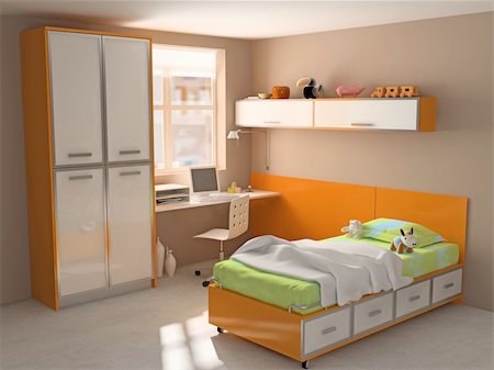 childroom  interior modern design  (3D image) Stock Photo - Budget Royalty-Free & Subscription, Code: 400-04057544