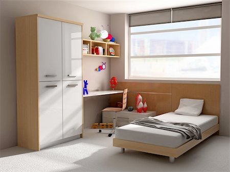 childroom  interior modern design  (3D image) Foto de stock - Super Valor sin royalties y Suscripción, Código: 400-04057545