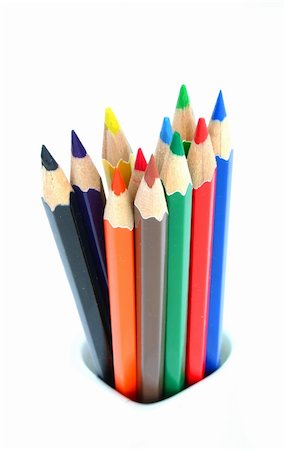 Colored Pencils isolated on white Photographie de stock - Aubaine LD & Abonnement, Code: 400-04057679