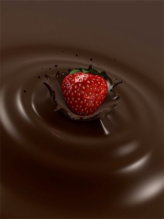 3d rendered illustration of a strawberry falling into molten chocolate Foto de stock - Super Valor sin royalties y Suscripción, Código: 400-04057868