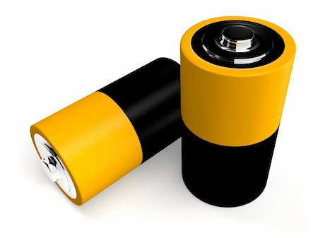 simsearch:400-06109171,k - 3d rendered illustration of two black and yellow batteries Stock Photo - Budget Royalty-Free & Subscription, Code: 400-04057902