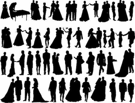 dance coat - Big vector collection of wedding silhouettes isolated on white Stock Photo - Budget Royalty-Free & Subscription, Code: 400-04057997