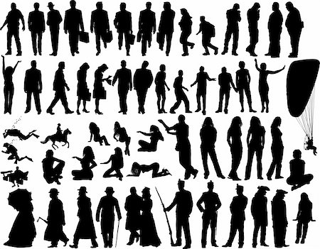 simsearch:400-05034662,k - Big vecto collection of different silhouettes people Stock Photo - Budget Royalty-Free & Subscription, Code: 400-04057993