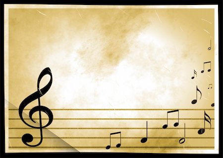 Vintage background with the image of musical symbols Stock Photo - Budget Royalty-Free & Subscription, Code: 400-04058282