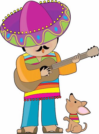 simsearch:400-06202501,k - A Mexican man playing guitar and serenading his little chihuahua Fotografie stock - Microstock e Abbonamento, Codice: 400-04058305