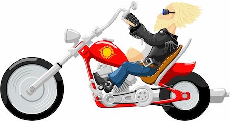 funny bikers pictures - Blonde adult man drives the red highway motorcycle. Stock Photo - Budget Royalty-Free & Subscription, Code: 400-04058888