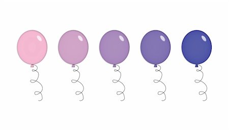 simsearch:400-05263438,k - Five shiny party balloons in purple and pink. Isolated on white. Stock Photo - Budget Royalty-Free & Subscription, Code: 400-04058946