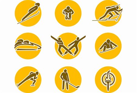 olimpic winter sports icons set on the white Stock Photo - Budget Royalty-Free & Subscription, Code: 400-04058951