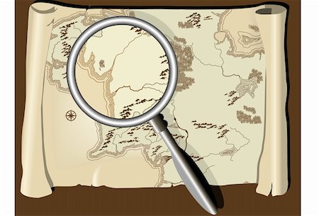 simsearch:625-00898537,k - Old map with magnifier Stock Photo - Budget Royalty-Free & Subscription, Code: 400-04059006