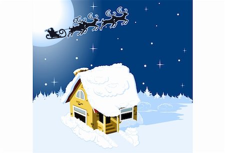 simsearch:400-05719856,k - House in snow on the Christmas background Stockbilder - Microstock & Abonnement, Bildnummer: 400-04059001