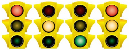 simsearch:400-06079045,k - Yellow traffic light. Variants. Vector illustration. Isolated on white background. Foto de stock - Royalty-Free Super Valor e Assinatura, Número: 400-04059068