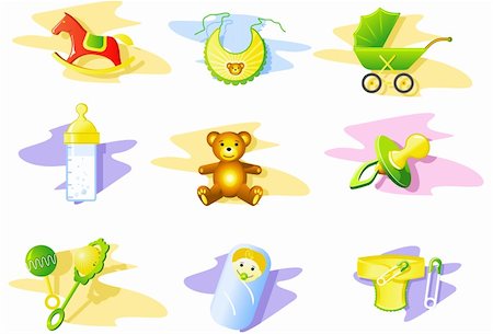 diapered crib - Baby Icon Set Stock Photo - Budget Royalty-Free & Subscription, Code: 400-04059063