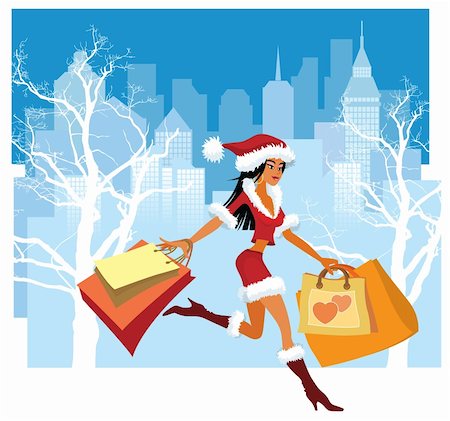 simsearch:400-04231102,k - Vector illustration of a girl with shopping bags Photographie de stock - Aubaine LD & Abonnement, Code: 400-04059402