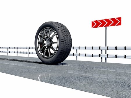 simsearch:400-04000869,k - wheel on the asphalt road over the white background Stockbilder - Microstock & Abonnement, Bildnummer: 400-04059716