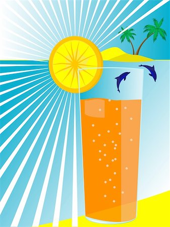 simsearch:400-07324083,k - Card - a glass with juice on a sea beach in a vector Stock Photo - Budget Royalty-Free & Subscription, Code: 400-04059765