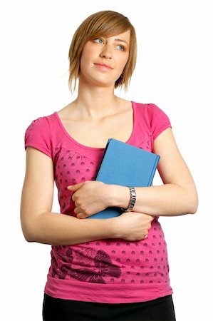 University student holding a book and thinking Stock Photo - Budget Royalty-Free & Subscription, Code: 400-04059796