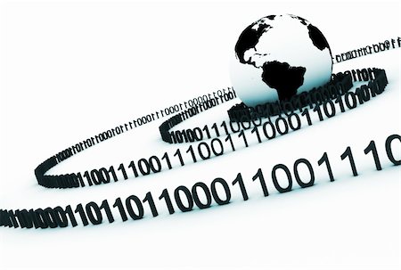 chain of binary code around the world Stock Photo - Budget Royalty-Free & Subscription, Code: 400-04059869