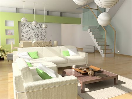 simsearch:400-04061351,k - modern interior design (private apartment 3d rendering) Foto de stock - Royalty-Free Super Valor e Assinatura, Número: 400-04059968