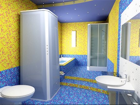 modern bathroom interior (3d rendering) Stock Photo - Budget Royalty-Free & Subscription, Code: 400-04059963