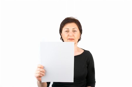 Woman Holding a Blank Sign on an Isolated Background Stock Photo - Budget Royalty-Free & Subscription, Code: 400-04059994