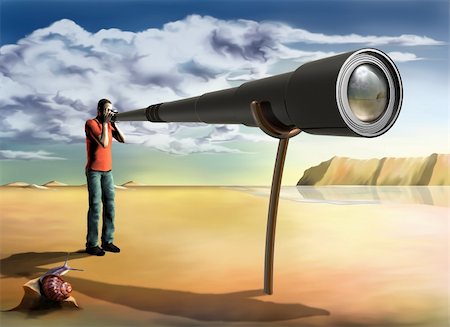 dalí - Surreal illustration of a photographer using an unfeasibly long lens Photographie de stock - Aubaine LD & Abonnement, Code: 400-04050276