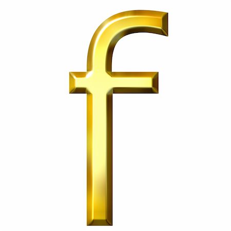 simsearch:400-04545274,k - 3d golden letter f isolated in white Foto de stock - Super Valor sin royalties y Suscripción, Código: 400-04050565