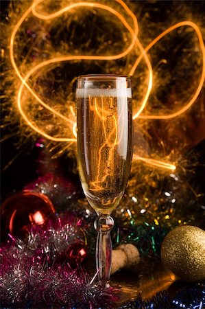 simsearch:400-05307881,k - New Year card with champagne glass on holiday background Stock Photo - Budget Royalty-Free & Subscription, Code: 400-04051025