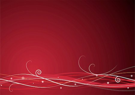 Red Christmas background: composition of curved lines and snowflakes - great for backgrounds, or layering over other images Stock Photo - Budget Royalty-Free & Subscription, Code: 400-04051026