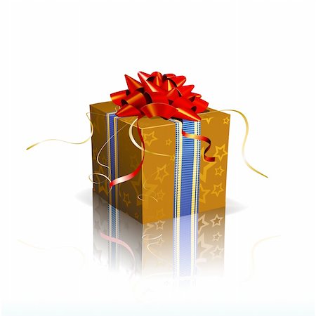 simsearch:400-04759494,k - Vector illustration of red square present box with a bow and ribbons on shiny reflective surface Stock Photo - Budget Royalty-Free & Subscription, Code: 400-04051045