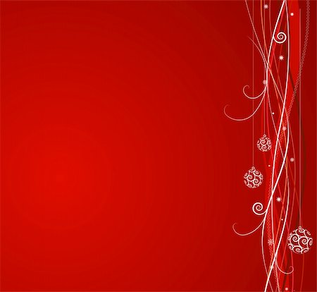 simsearch:400-04654192,k - Red Christmas background: composition of curved lines and snowflakes - great for backgrounds, or layering over other images Foto de stock - Super Valor sin royalties y Suscripción, Código: 400-04051047