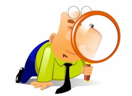 simsearch:400-06358064,k - Businessman keeps in the hands of a huge magnifying glass and look through it Foto de stock - Royalty-Free Super Valor e Assinatura, Número: 400-04051067