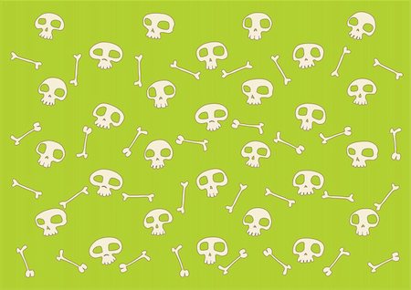 skeleton head as devil - pattern made of  funny  skulls and bones on bright green background. Vector illustration Stock Photo - Budget Royalty-Free & Subscription, Code: 400-04051187