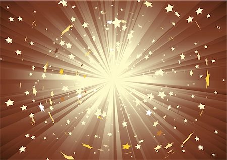 simsearch:400-08771729,k - Vektor-Illustration der braunen Hintergrund mit Lichtstrahlen und Platzen der Sternen Stockbilder - Microstock & Abonnement, Bildnummer: 400-04051198