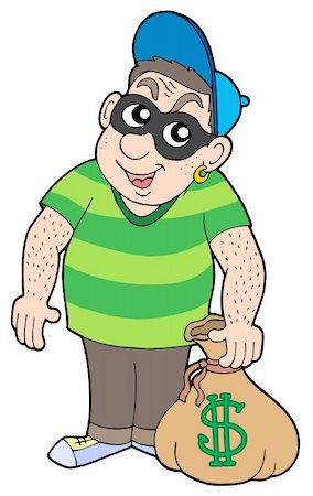 Cute bank thief - vector illustration. Stock Photo - Budget Royalty-Free & Subscription, Code: 400-04051227